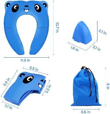 Bledyi Pot de voyage pliable et portable pour enfant avec 10 sacs en plastique Bleu